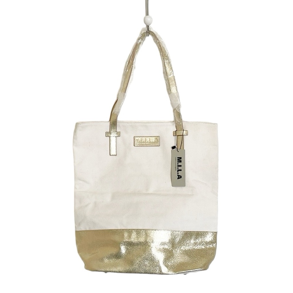 M.I.L.A Los Angeles Canvas Metallic Tote Bag